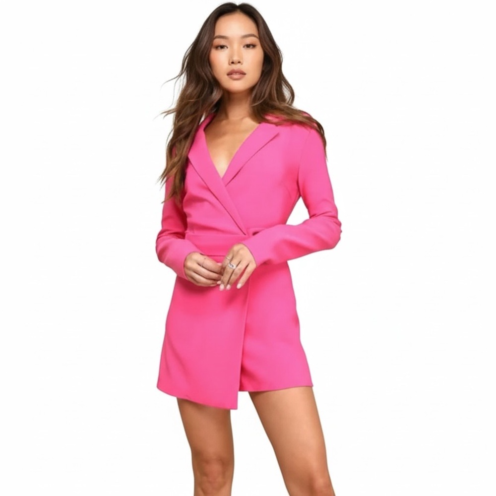 Lulus Hot Pink Blazer Skort Romper Long Sleeve Women’s S